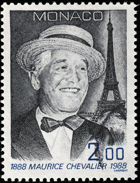 Maurice Chevalier on postage stamp of Monaco
