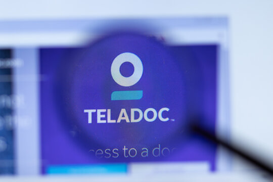 Moscow, Russia - 1 June 2020: Teladoc website page in browser. Logo close-up, Illustrative Editorial