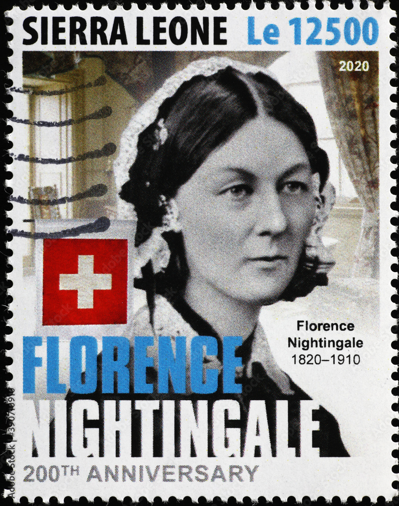 Wall mural portrait of florence nightingale on postage stamp