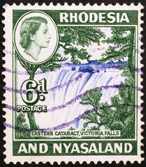 Victoria falls on old postage stamp of Rhodesia
