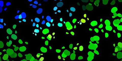 Dark blue, green vector pattern with abstract shapes.