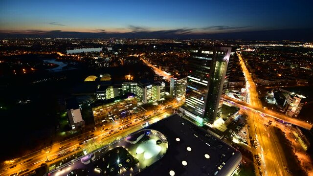 Bucharest city traffic timelapse footage