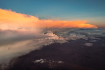 clouds in the sunset aerial