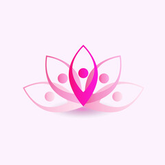 Logo lotus flower yoga man symbol vector