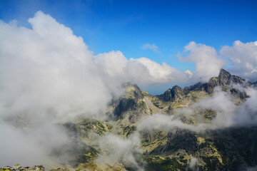 View from Slavkovsky Peak, Tatra Mountains, Slovakia. Beautiful mountain landscape
