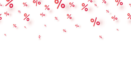 Special offer icons isolated on white background. Promo banner with percent off signs. Vector seamless sale discount pattern for weekend promotion, best price or Black Friday design