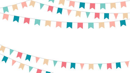 Flag Bunting garland color, holidays. Vector illustration.