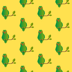 Fototapeta premium Seamless pattern love bird on yellow background