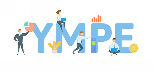 YMPE, Year's Maximum Pensionable Earnings. Concept with keyword, people and icons. Flat vector illustration. Isolated on white background.