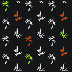 Island and palm trees hand drawing sketch line in seamless pattern vectoe for fashion fabric and all prints on white background