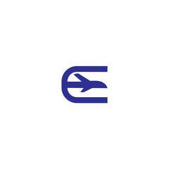 E Plane Logo Simple Design