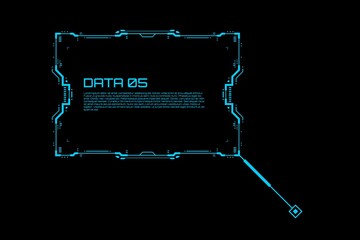 Callout title box label in futuristic HUD, GUI, UI style. Tech call out interface element. Spaceship ui shapes. Pop up callout bubble in blue color. Vector illustration.