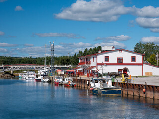 Fototapeta na wymiar View on a small marina in Gaspe Peninsula, Quebec, Canada.