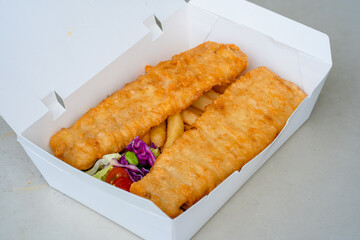 Cardboard boxes with hot food to go. Food delivery