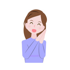 両手をほほの横に当てお願いをする女性