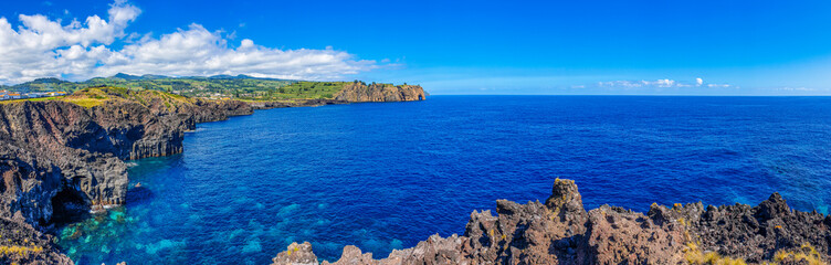 Beautiful panoramic view over Sao Miguel Island and Atlantic ocean, panorama in Sao Miguel Island, Azores, Portugal