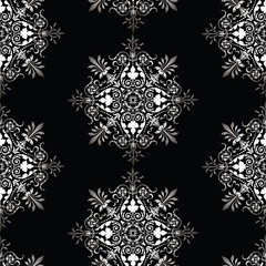 Seamless pattern of old-fashioned ornamental design elements