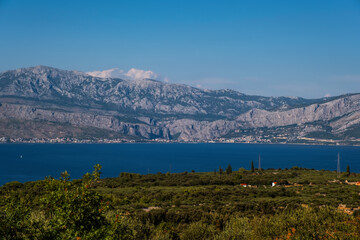 Picturesque view from village Skrip on Brac island, Croatia. August 2020
