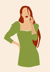 Abstract vector illustration of a woman portrait. Fashion girl face.