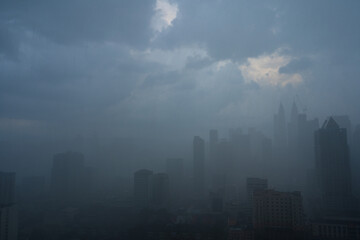 Heavy fog landscape of Kuala Lumpur city center