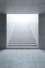 blank concrete space interior with stairs, 3d rendering