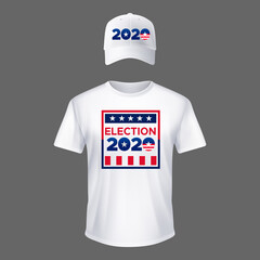 2020 United States of America Presidential election. Design t-shirt logo. Vector illustration. Isolated on white background.