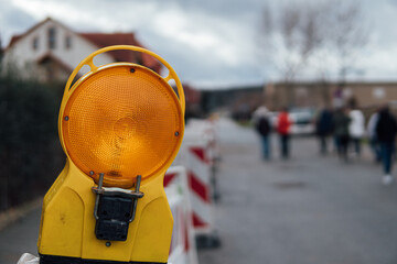 Baustellenlampe Absperrung einer Straße