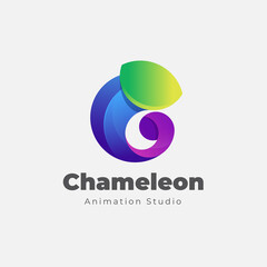 Gradient colorful chameleon logo. Vector illustration © Upnowgraphic Studio