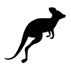Black kangaroo silhouette isolated on white background. Vector Illustration