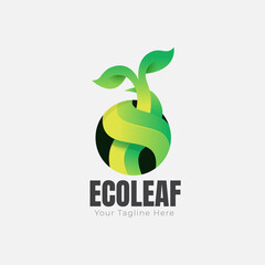 Ecoleaf logo design. Vector illustration