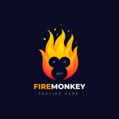 Fire monkey logo. Vector illustration