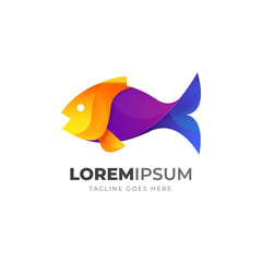 Gradient colorful fish logo. Vector illustration