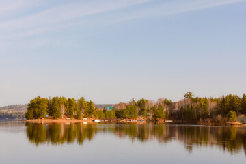 Fototapeta na wymiar Part of a huge lake in Quebec in November