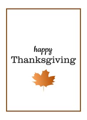 Happy Thanksgiving Day celebrations greeting card design with hanging maple leaves on grey background.