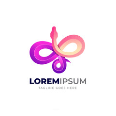 Gradient colorful snake logo. Vector illustration
