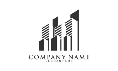 Skyscraper building for office illustration vector logo