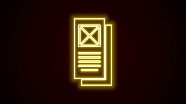 Glowing neon line Browser window icon isolated on black background. 4K Video motion graphic animation