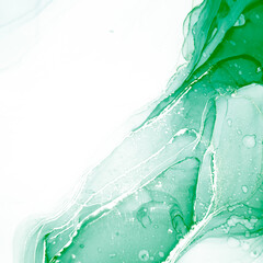 Hand-painted Splash. Alcohol Ink Banner. Art Drawing. Green Hand-painted Splash. Marble Canva. Aquarelle Effect. Fashion Splash. Green Image.
