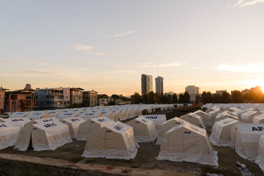 Tent city established after the earthquake in Izmir