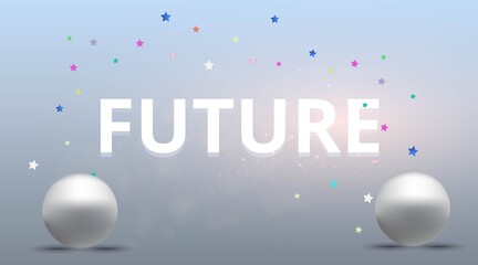 Abstract page template with crome 3d circles, cool minimalistick abstraction with wthite squere in center