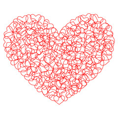 Obraz na płótnie Canvas Red heart on a White Background. Vector illustration. Use for printing, posters, T-shirts, textile drawing, print pattern. Symbol of Love and Valentine's Day. 