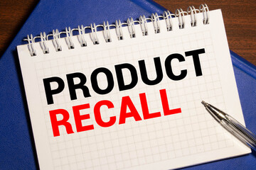Text sign showing Product Recall.