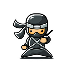 Illustration of little cartoon ninja punch