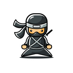 Illustration of little ninja ready to attack without sword