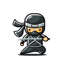 Fototapeta premium Illustration of little ninja use sword to attack and defend