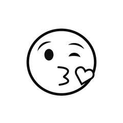 emoticon cartoon face with blowing a kiss love expression vector illustration outline image