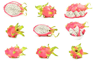 Collection of pitahaya isolated over a white background