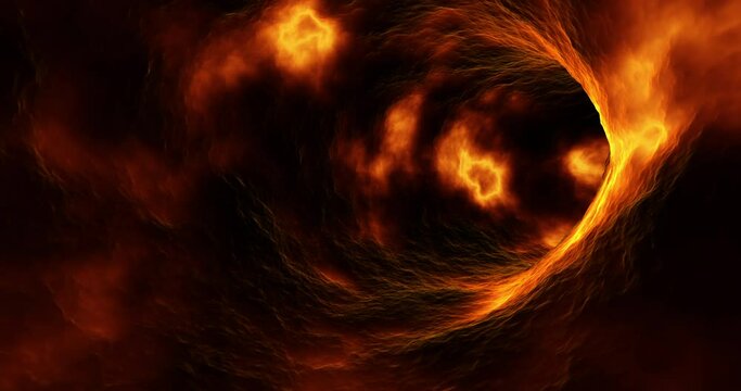 3D Tunnel Animation. Fire And Flames Around. Perfect Loop. Smooth 4K Background Animation.