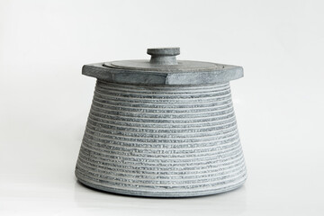 old gray stone pot