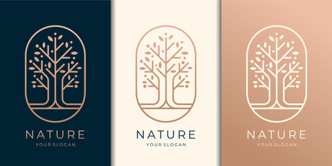 modern tree logo template. logo suitable for spa salon, skin hair, beauty, boutique and cosmetic, company.Premium Vector
